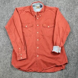 Roper Shirt Mens Medium Large Red‎ Herringbone Button Front Western Cotton